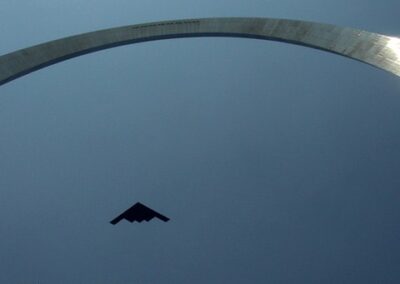 Image B2 Bomber Overfly St. Louis Gateway Arch by John L. Wood